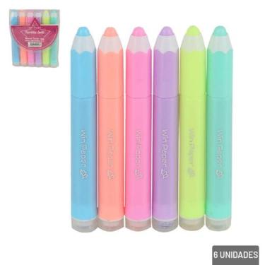 Imagem de Caneta Marca Texto 6 Peças com Carimbo Color - Tudo em Caixa