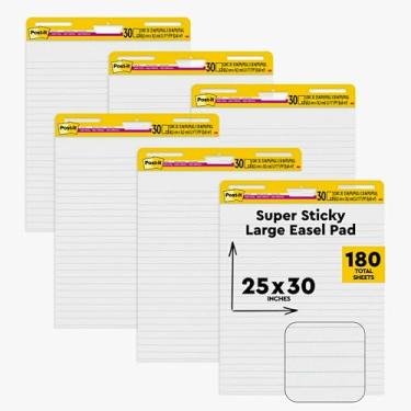 Imagem de Post-it Almofada super aderente, 63 x 76 cm, 30 folhas/bloco, 6 blocos (561WL VAD 6PK), papel gráfico grande forrado branco premium autoadesivo