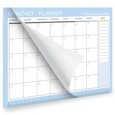 Imagem de Phyxin Agenda sem data, calendário em branco com 54 folhas, agenda mensal de 28,4 x 21 cm, agenda mensal sem data com memorando para mulheres, estudantes, professores, azul