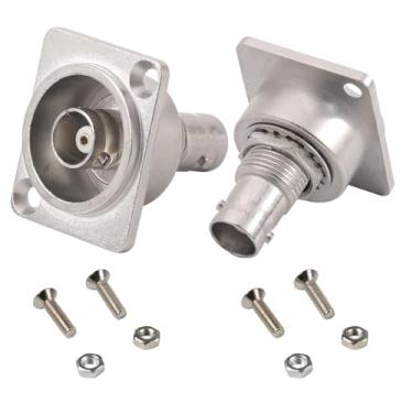 Imagem de ANMBEST Conector de montagem em painel tipo BNC D de 50 Ohm fêmea para fêmea adaptador coaxial acoplador de extensão de anteparo para CCTV, equipamento de teste de antena de áudio/vídeo