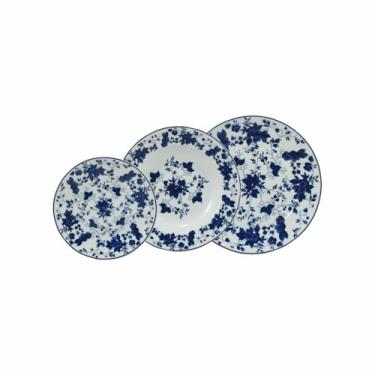 Imagem de Serviço de Baixela 18 Peças em Porcelana, Modelo Izabel, com Saliência nas Extremidades, Decoração Folhagem, Porcelana Schmidt