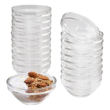 Imagem de 20 tigelas pequenas de vidro transparentes de 6 cm, tigelas de preparação de vidro redondas extra grossas de 73 g, mini copos empilháveis de molho de cozinha para molho de especiarias, sorvete, nozes