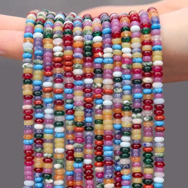 Imagem de AUREHEN 2 fios (300 peças) contas Rondelle de cores mistas, 2 * 4 mm pedras preciosas espaçadoras soltas contas de disco de ábaco para pulseira faça você mesmo, colar, brincos, fabricação de joias