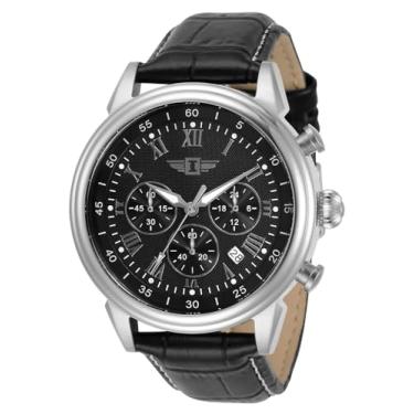 Imagem de Invicta Relógio social masculino I 90242 com cronógrafo, mostrador preto, couro preto, Faixa preta, 44mm, IBI90242-001