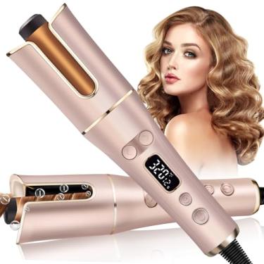 Imagem de Modelador de cachos automático, modelador de cabelo automático com visor LCD de 4 temperaturas e 3 temporizadores, modelador de cachos giratório de 2,5 cm com ranhura grande para modelar o cabelo