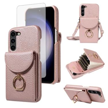 Imagem de Furiet Capa carteira de órgão para Samsung Galaxy S23 5G e alça de ombro com fivela de anel de vidro temperado, bolsa de couro PU com suporte para cartão para S 23 23S GS23 G5 SM-S911U 6,1 polegadas