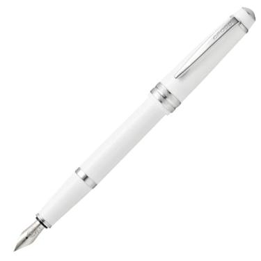Imagem de Caneta-tinteiro de ponta média Cross Bailey - Resina branca polida clara com detalhes de cromo polido