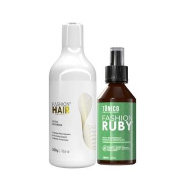 Imagem de Kit Escova Progressiva Fashion Hair 300ml + Tônico Capilar 100ml Força e Crescimento