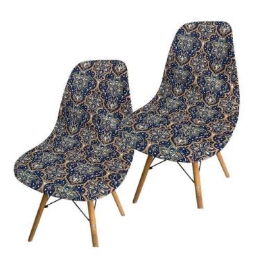 Imagem de Kit 2 Capa de Cadeira Charles Eames Eiffel Pé Palito Malha Estampada -