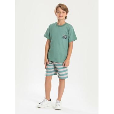 Imagem de Conjunto Verão Menino Verde Camiseta e Bermuda Listrado - Molekada, 2