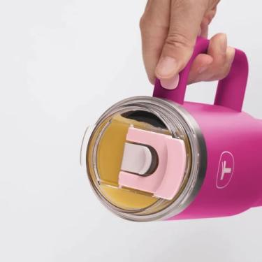 Imagem de Garrafa Térmica Big T com Canudo, 1,1L, Rosa, com Tampa 2 em 1