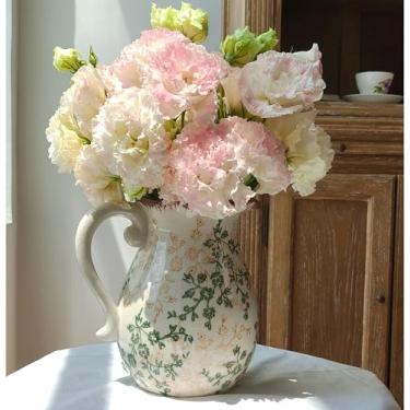 Imagem de Vaso de cerâmica rústico retrô Crackle Glaze Floral Vasos Vintage Jarro de fazenda vasos decorativos para decoração de casa pote de leite forma N-20