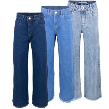 Imagem de Kit 3 Calças Wide Leg Feminina Tecido Leve - Ababil, 38-40-42