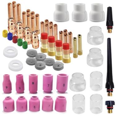 Imagem de Eagles 90 peças de acessórios de tocha de soldagem TIG WP17/18/26 copo de vidro bocal de alumina lente de gás atarracado kit 10/12#