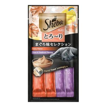 Imagem de Petisco Sheba Cremoso Sabores Atum e Atum & Camarão Gatos Adultos 4 Uni