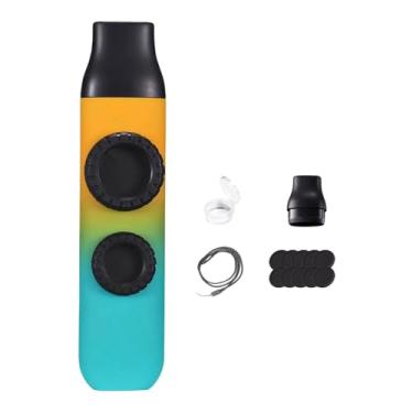 Imagem de oshhni Sacola de presente para flauta Kazoo com furo duplo, acompanhamento musical, fácil de transportar com cordão, brinquedo musical para viagens e, Laranja Ciano