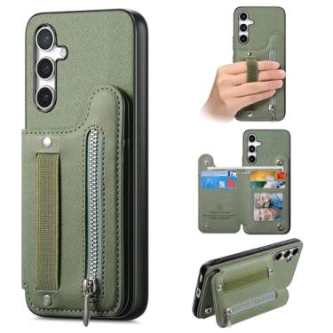 Imagem de Capa tipo carteira para Samsung Galaxy A54 5G com alça para cartão (para Samsung Galaxy A54 5G/Verde)