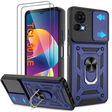 Imagem de ATUMP Capa para celular TCL 50 LE com [2 peças] protetor de tela HD, resistente à prova de choque com suporte de rotação de 360° [grau militar] capa protetora para TCL 50 LE, azul