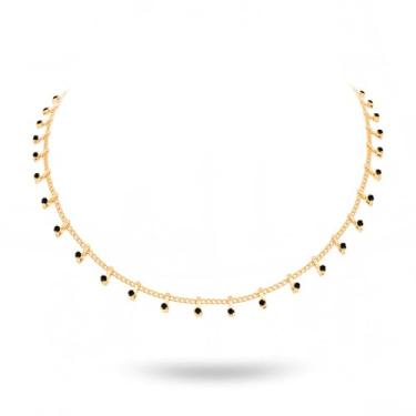 Imagem de Montana West Colar feminino com corrente banhada a ouro 18 quilates, leve, com contas de zircônia cúbica, Banhado a ouro 18K, Sem Pedra Preciosa