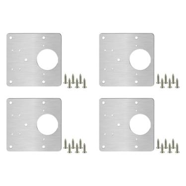 Imagem de Kit 4 Placas Universais Dobradiça Aço Inox 24 parafusos
