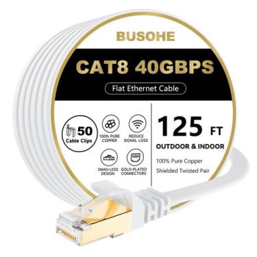Imagem de Cabo Ethernet BUSOHE Cat 8 40 Gbps 125 pés para roteador/jogos