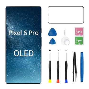 Imagem de Substituição de tela para Google Pixel 6 Pro OLED (modelos: GLUOG G8VOU) Montagem digitalizador de tela sensível ao toque 3D com moldura e ferramentas de reparo