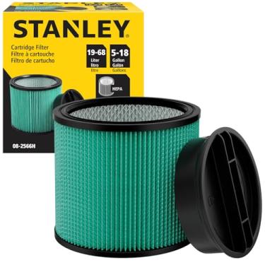 Imagem de Stanley Shop Vac Filters, filtro de cartucho HEPA de alta eficiência, filtro de substituição 08-2566H para a maioria dos aspiradores úmidos e secos de 5-18 galões