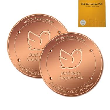 Imagem de INROAN Pacote com 2 discos de cobre para banho de pássaros, disco de limpeza de cobre 99,99% puro com suporte de quatro pontos, limpador de água seguro físico para ajudar a manter a água mais limpa