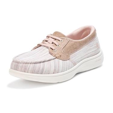 Imagem de Skechers Sapato náutico feminino listrado de lona, Cinzento-acastan, 38