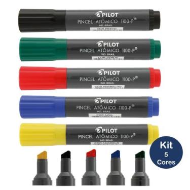 Imagem de Pincel Atômico Pilot 1100P Kit 5 Cores Marcador Permanente Recarregáve