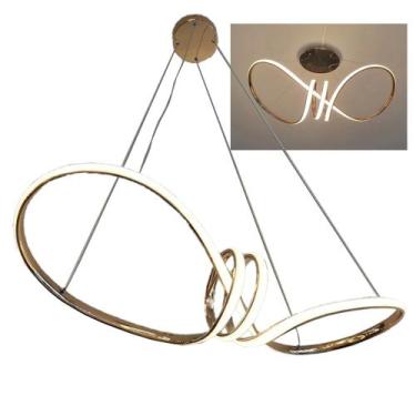 Imagem de Lustre Luminaria Arco Infinito Aneis Pendente 3 em 1 LED Ambiente Deco