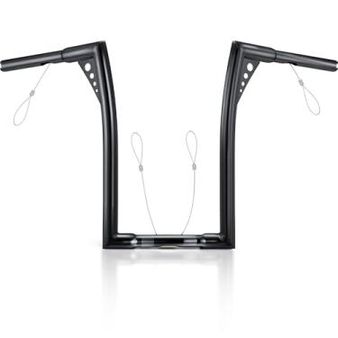 Imagem de MoKitDora Guidão Sportster Dyna Softail Road King Glide Ape Hanger, 16" De Elevação, 1-1/4" Espessura, 1" Fixação, Barras Apes Z Para Harley Xl883 1200, Preto