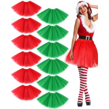 Imagem de Handepo Saias tutu femininas para adultos, 3 camadas, curta, tule, tutu multicolorido, para Halloween, Natal, Ação de Graças, Vermelho, verde., One Size-8X-Large