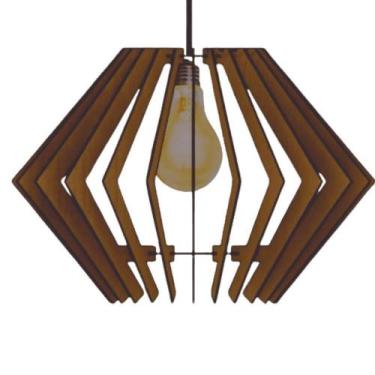 Imagem de Luminária Teto Tipo Pendente Diamante Mdf Completa - MDF Marrom - LENO