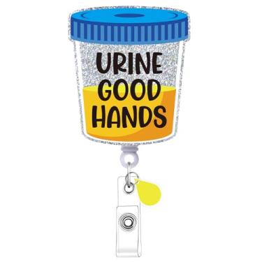 Imagem de Cosmisun Carretel de crachá retrátil de urologia – Carretel de crachá de urina boas mãos, clipe de identificação de enfermagem, crachá engraçado, presente para médicos, urologista, nefrologia