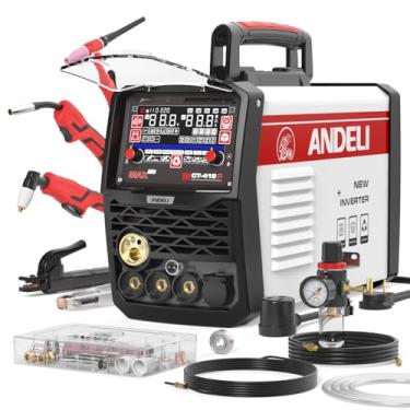 Imagem de ANDELI Cortador de plasma Combo160Amp Multi-Process Welder 110V/220V Dual Voltage 15.2 cm 1 Gas MIG/Flux MIG/HF TIG/HF CUT/Stick Máquina de solda multifuncional MCT-416P