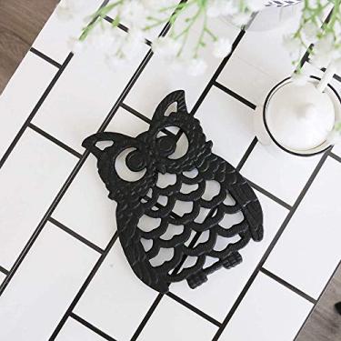 Imagem de Dioche Tapete de Trivet Decorativo de Ferro Fundido Vintage, Suporte para Maconha Quente para Maconha Quente Placemat de Isolamento para Uso da Cozinha Com Design de Padrões Requintado (coruja)