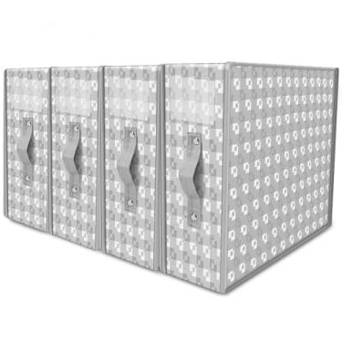 Imagem de Tcwhniev Organizador de lençóis de cama, organizador de lençol dobrável com janela e etiqueta visíveis, caixa de armazenamento de roupa de cama de tecido não tecido, organizadores portáteis de lençóis