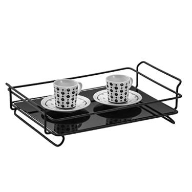 Imagem de BANDEJA ARAMADA COM VIDRO IRIS L390 X A40 X P250MM - PRETO FOSCO