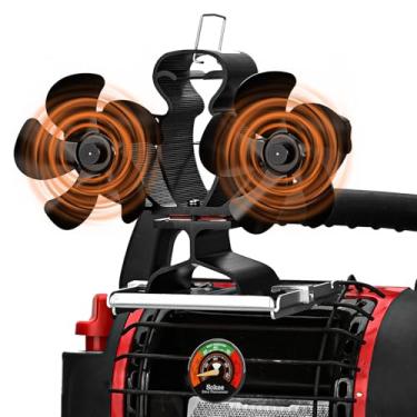 Imagem de Ventilador de fogão a lenha, ventilador de lareira alimentado por calor duplo, queimador de madeira, acessório não elétrico para acampamento ao ar livre e uso interno