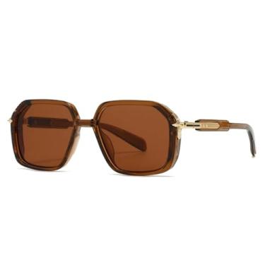 Imagem de Óculos de sol aviador masculino, armação retrô, perna de metal (café)