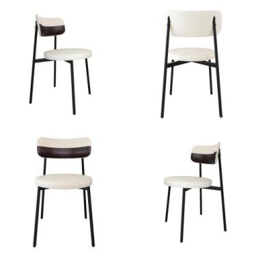 Imagem de Conjunto 4 Cadeiras de Jantar Kyta Tecido Mesclado Est.Preta - Metalig