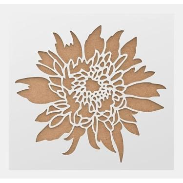 Imagem de Estêncil Aster Flower 25 x 25 cm – Modelo reutilizável de corte a laser para pintura, arte de parede, móveis, tecido e artesanato DIY