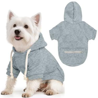 Imagem de PETCARE Moletom com capuz para cães de estimação cinza quente macio fleece moletom com bolso outono inverno filhote de cachorro gato roupas para cães pequenos gatos chihuahua yorkies roupas buldogue francês fantasia