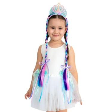 Imagem de Fantasia Infantil Princesa com Saia, Tiara e Trança Colorida, Tamanho Único (Saia Branca)