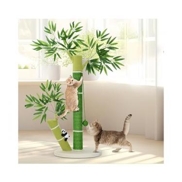 Imagem de AiQInu Poste arranhador de gato de 83 cm de altura para gatos e gatinhos grandes – arranhadores de sisal natural para gatos internos com bola de brinquedo pendurada e fofo panda 3D para gatos adultos