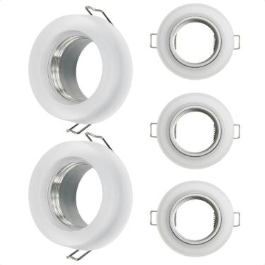 Imagem de Kit 5 Spot Taschibra Redondo Embutir Vidro Jateado Sp23 Mr16 Bivolt