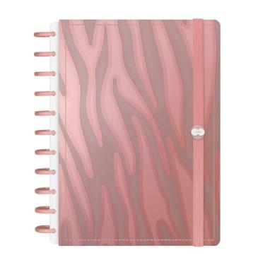Imagem de Caderno de Disco Inteligente Iscool G+ Natural Fashion Animal Print Zebra Rosê Gold