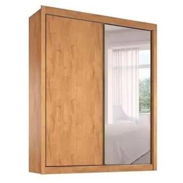 Imagem de Guarda Roupa Solteiro Zurique 1,70m 1 Porta com Espelho Amêndoa e Off 