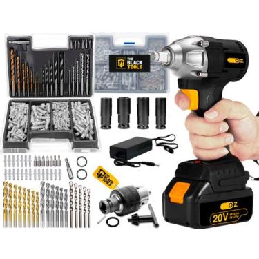 Imagem de Furadeira Chave De Impacto 1/2 Brushless + Kit 300 Peças Preto/amarelo